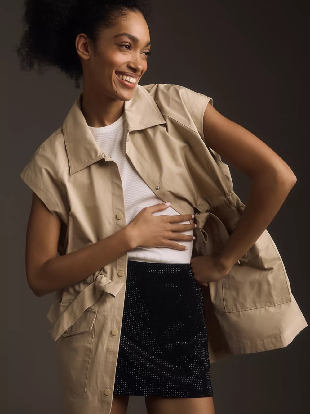 Anthropologie Sleeveless Beige Utility Vest